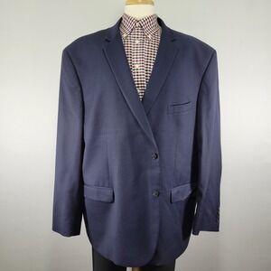 JOS A BANK Traveler Men's Sport Coat Blazer Two Button Navy Blue Wool 58L